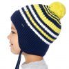 Chlapecká pletená čepice Ušanka NAVY/Žlutá - velikost 52 - Image 3
