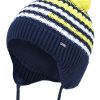 Chlapecká pletená čepice Ušanka NAVY/Žlutá - velikost 52 - Image 4