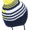 Chlapecká pletená čepice Ušanka NAVY/Žlutá - velikost 52 - Image 5